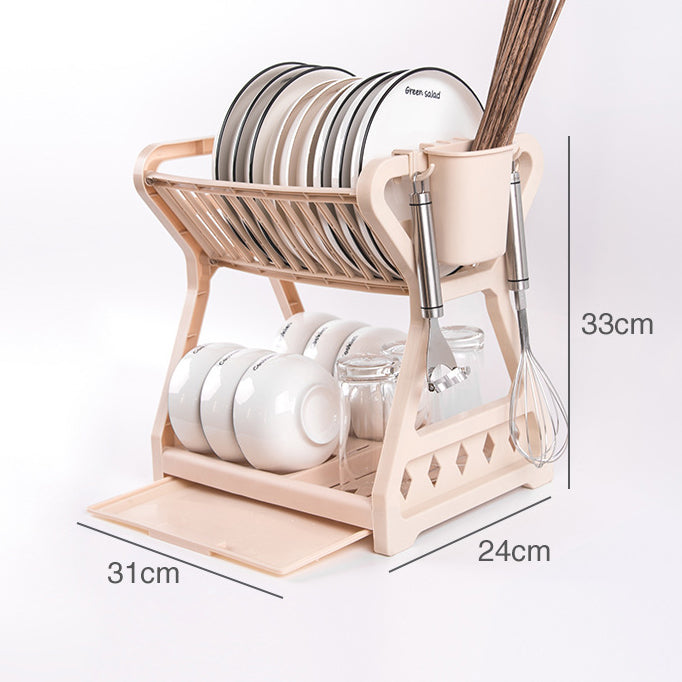 Dish Rack Kitchen Storage Dish Rack Multi Functional Drain Rack Popular Household Double-Layer Kitchen Storage Rack Water Filtering Rack