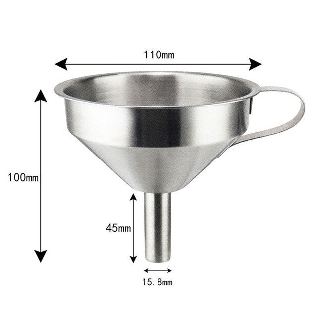 Stainless Steel Kitchen Funnel With Removable Strainer Filter Food Cooking Oil
