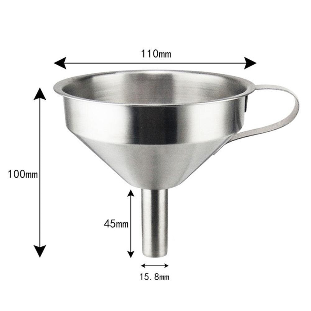 Stainless Steel Kitchen Funnel With Removable Strainer Filter Food Cooking Oil